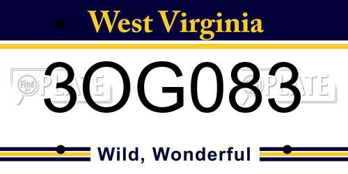 3OG083 West Virginia License Plate