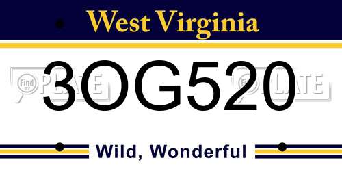 3OG520 West Virginia License Plate