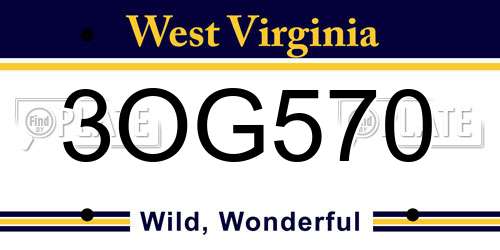 3OG570 West Virginia License Plate