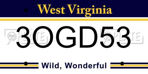 3OGD53 West Virginia License Plate