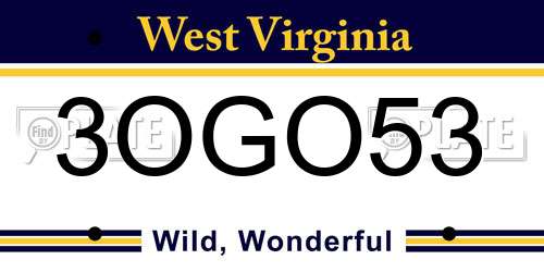 3OGO53 West Virginia License Plate