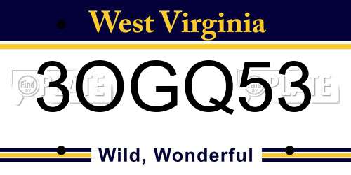 3OGQ53 West Virginia License Plate