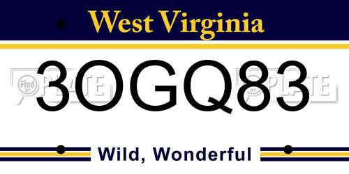 3OGQ83 West Virginia License Plate