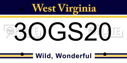 3OGS20 West Virginia License Plate