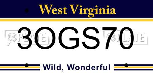 3OGS70 West Virginia License Plate