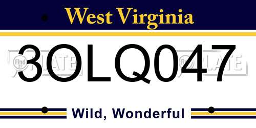 3OLQ047 West Virginia License Plate