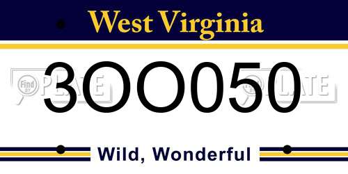 3OO050 West Virginia License Plate