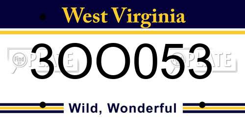 3OO053 West Virginia License Plate