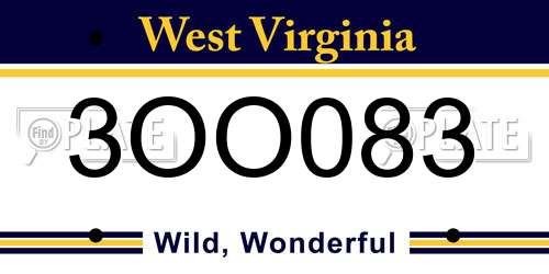 3OO083 West Virginia License Plate