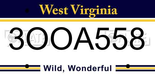 3OOA558 West Virginia License Plate