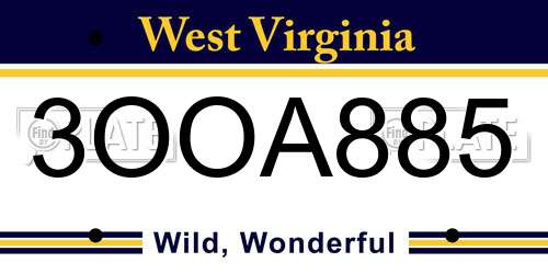 3OOA885 West Virginia License Plate