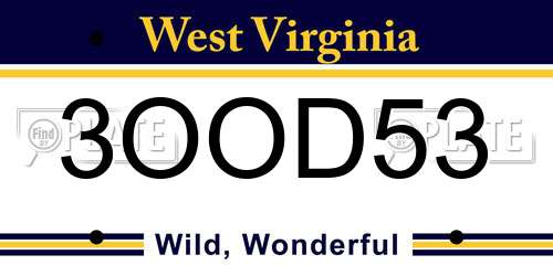 3OOD53 West Virginia License Plate