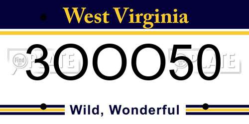 3OOO50 West Virginia License Plate