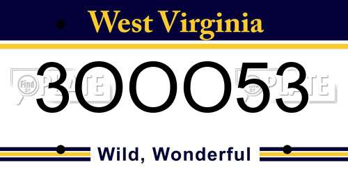 3OOO53 West Virginia License Plate