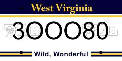 3OOO80 West Virginia License Plate