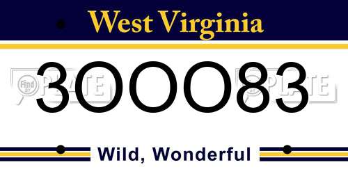 3OOO83 West Virginia License Plate