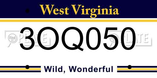 3OQ050 West Virginia License Plate