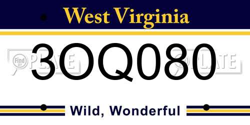 3OQ080 West Virginia License Plate