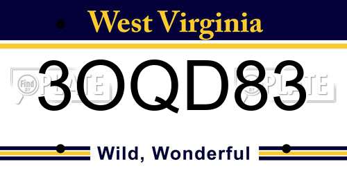 3OQD83 West Virginia License Plate