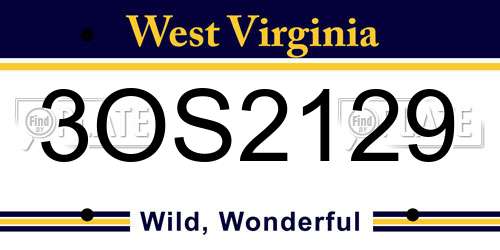 3OS2129 West Virginia License Plate