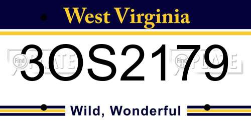 3OS2179 West Virginia License Plate