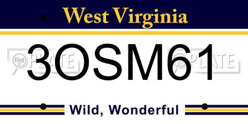 3OSM61 West Virginia License Plate