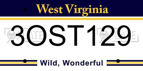 3OST129 West Virginia License Plate
