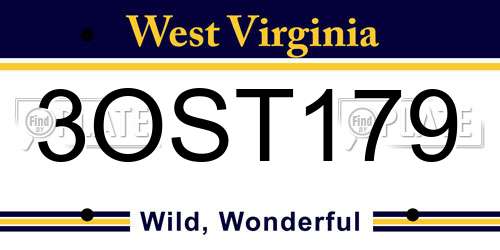 3OST179 West Virginia License Plate