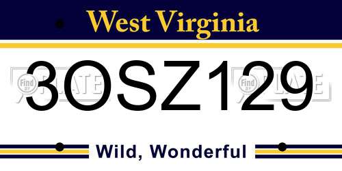 3OSZ129 West Virginia License Plate