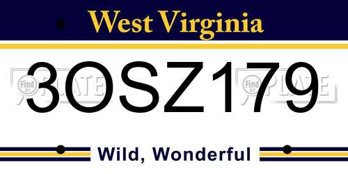 3OSZ179 West Virginia License Plate
