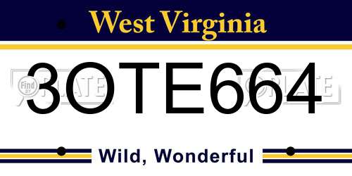 3OTE664 West Virginia License Plate