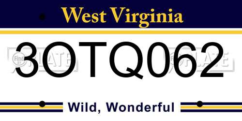 3OTQ062 West Virginia License Plate