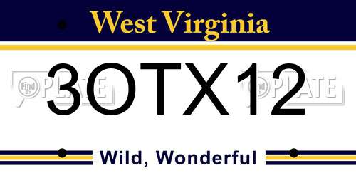 3OTX12 West Virginia License Plate