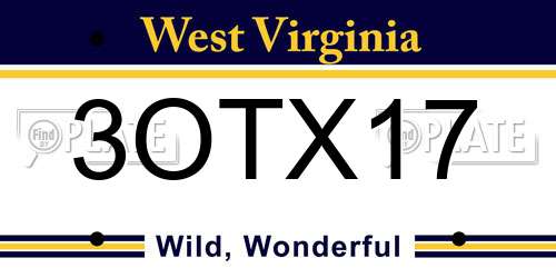 3OTX17 West Virginia License Plate