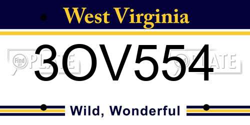 3OV554 West Virginia License Plate
