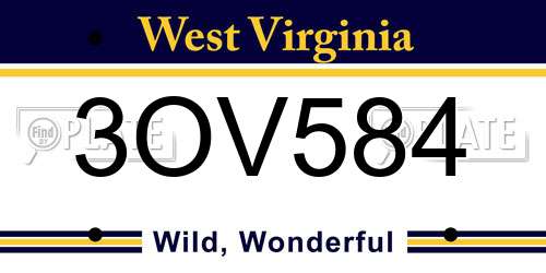 3OV584 West Virginia License Plate