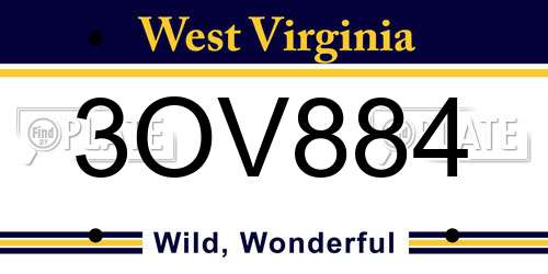 3OV884 West Virginia License Plate