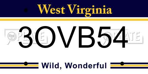 3OVB54 West Virginia License Plate