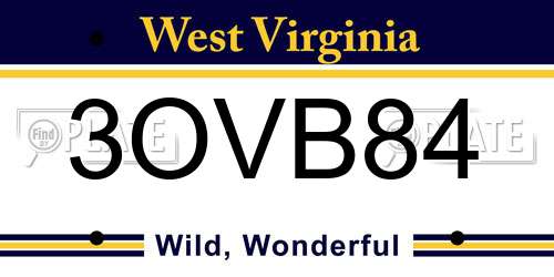 3OVB84 West Virginia License Plate
