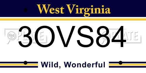 3OVS84 West Virginia License Plate
