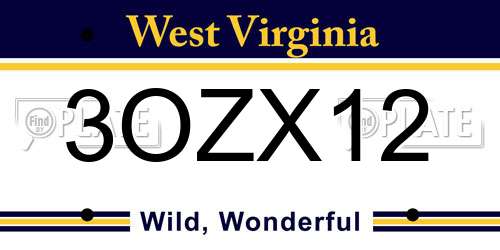 3OZX12 West Virginia License Plate