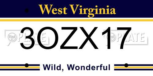 3OZX17 West Virginia License Plate