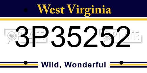 3P35252 West Virginia License Plate