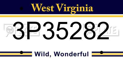 3P35282 West Virginia License Plate