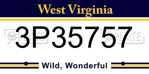 3P35757 West Virginia License Plate