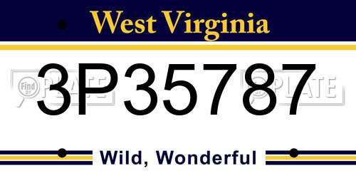 3P35787 West Virginia License Plate