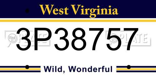 3P38757 West Virginia License Plate