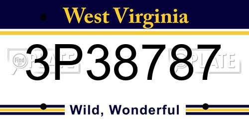 3P38787 West Virginia License Plate