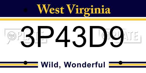 3P43D9 West Virginia License Plate