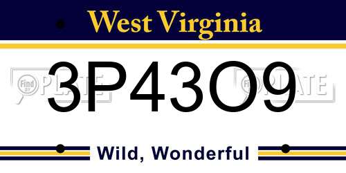 3P43O9 West Virginia License Plate